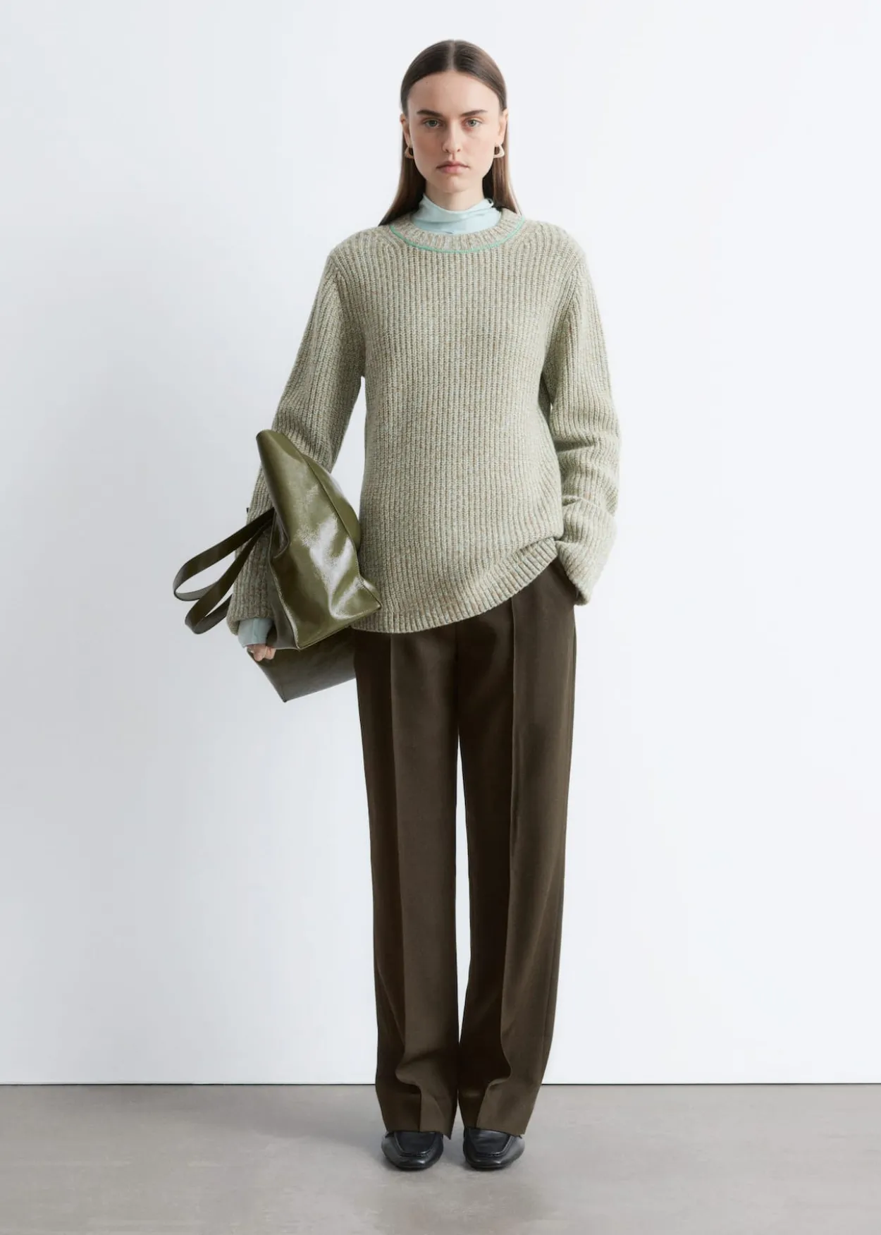 Accent-Stitch Merino Wool Jumper