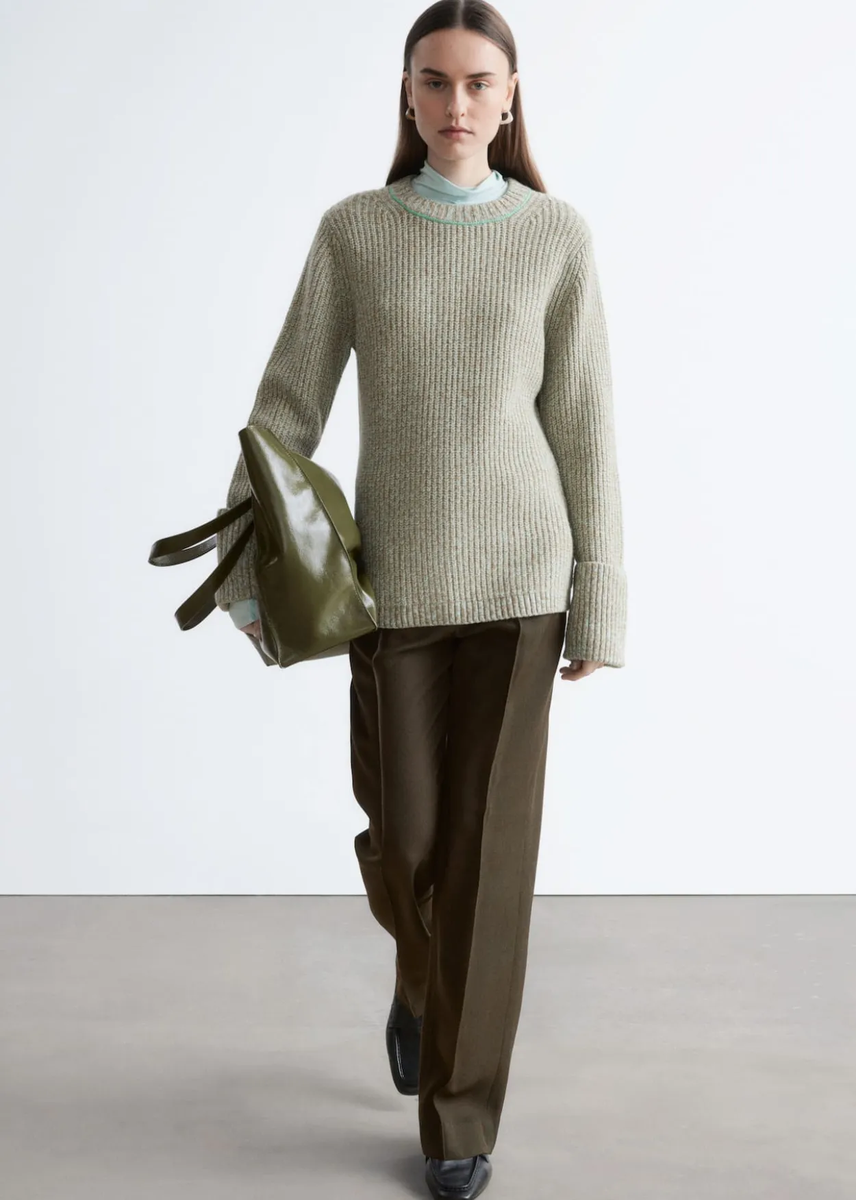 Accent-Stitch Merino Wool Jumper