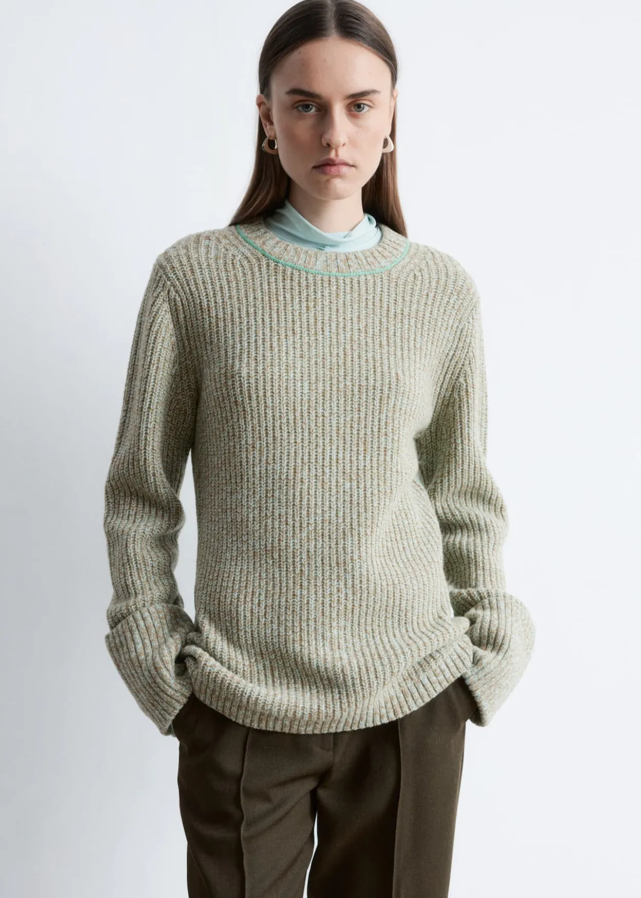 Accent-Stitch Merino Wool Jumper