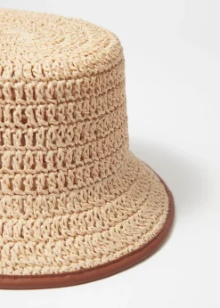 Accent-Trim Straw Bucket Hat