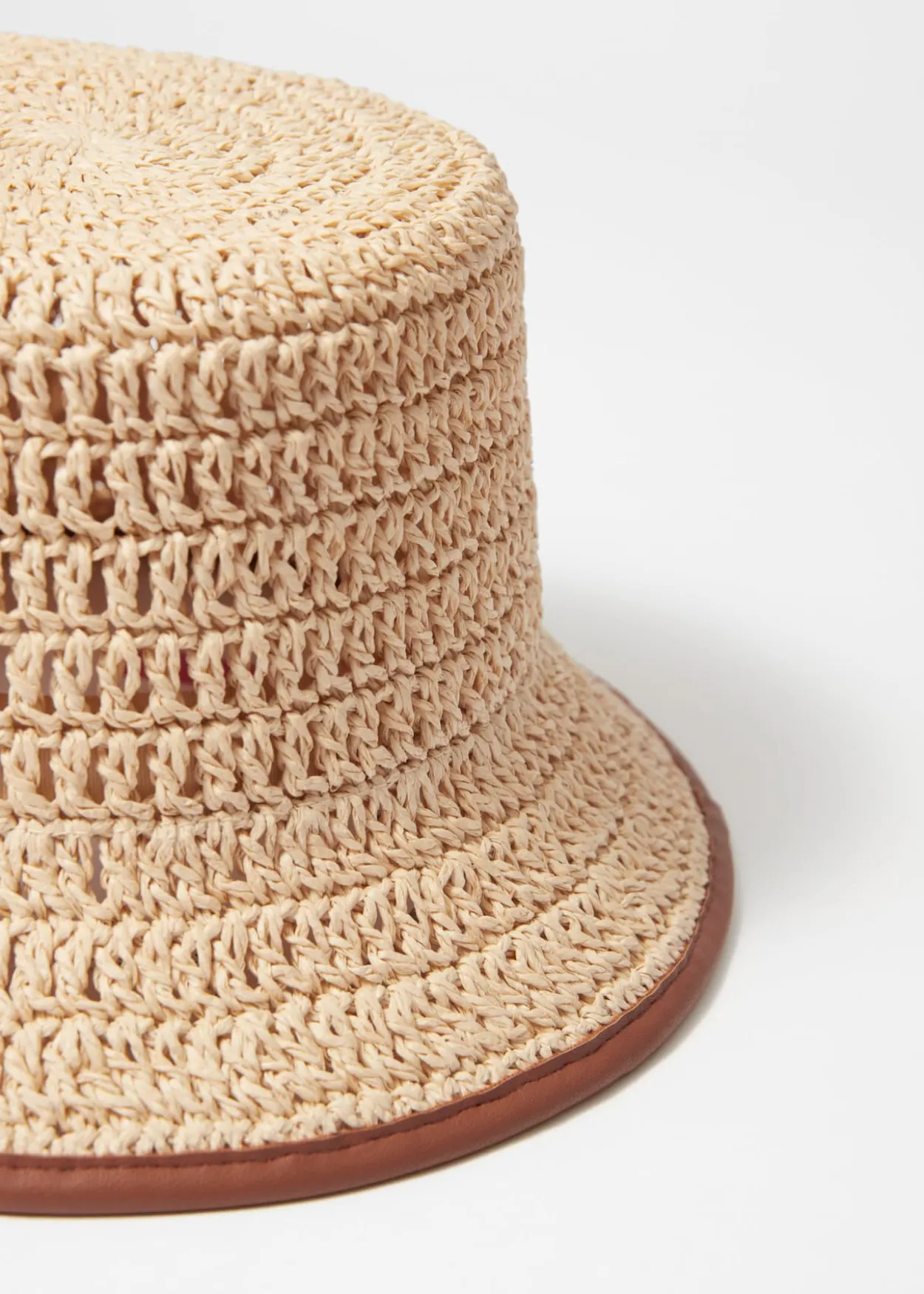 Accent-Trim Straw Bucket Hat
