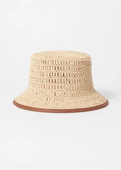 Accent-Trim Straw Bucket Hat