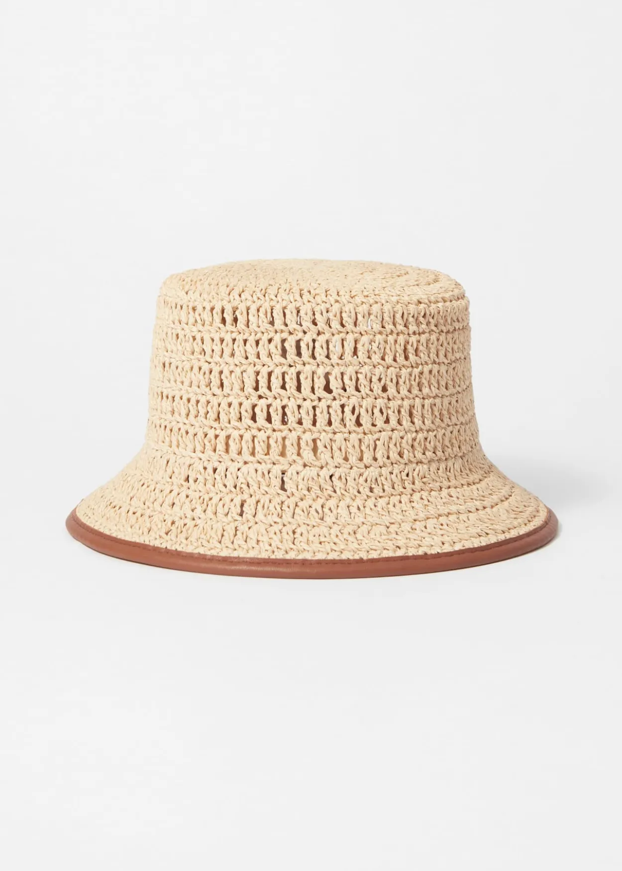 Accent-Trim Straw Bucket Hat