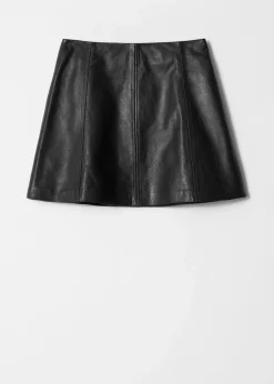A-Line Leather Mini Skirt