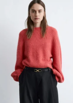 Alpaca-Blend Balloon-Sleeve Jumper