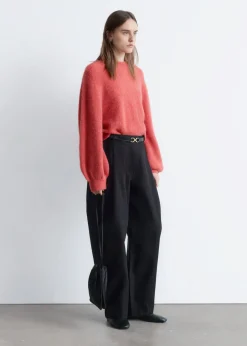 Alpaca-Blend Balloon-Sleeve Jumper
