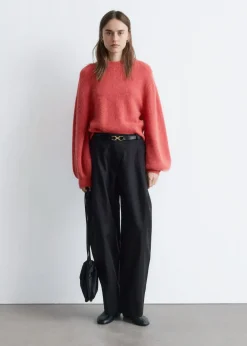 Alpaca-Blend Balloon-Sleeve Jumper
