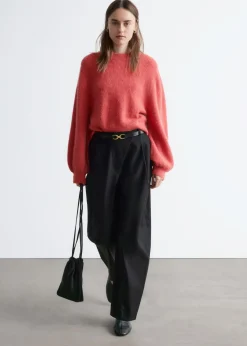 Alpaca-Blend Balloon-Sleeve Jumper