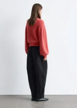Alpaca-Blend Balloon-Sleeve Jumper