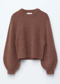 Alpaca-Blend Balloon-Sleeve Jumper