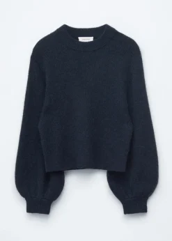 Alpaca-Blend Balloon-Sleeve Jumper