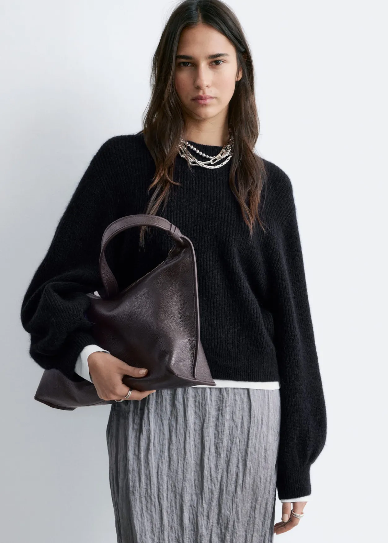 Alpaca-Blend Balloon-Sleeve Jumper