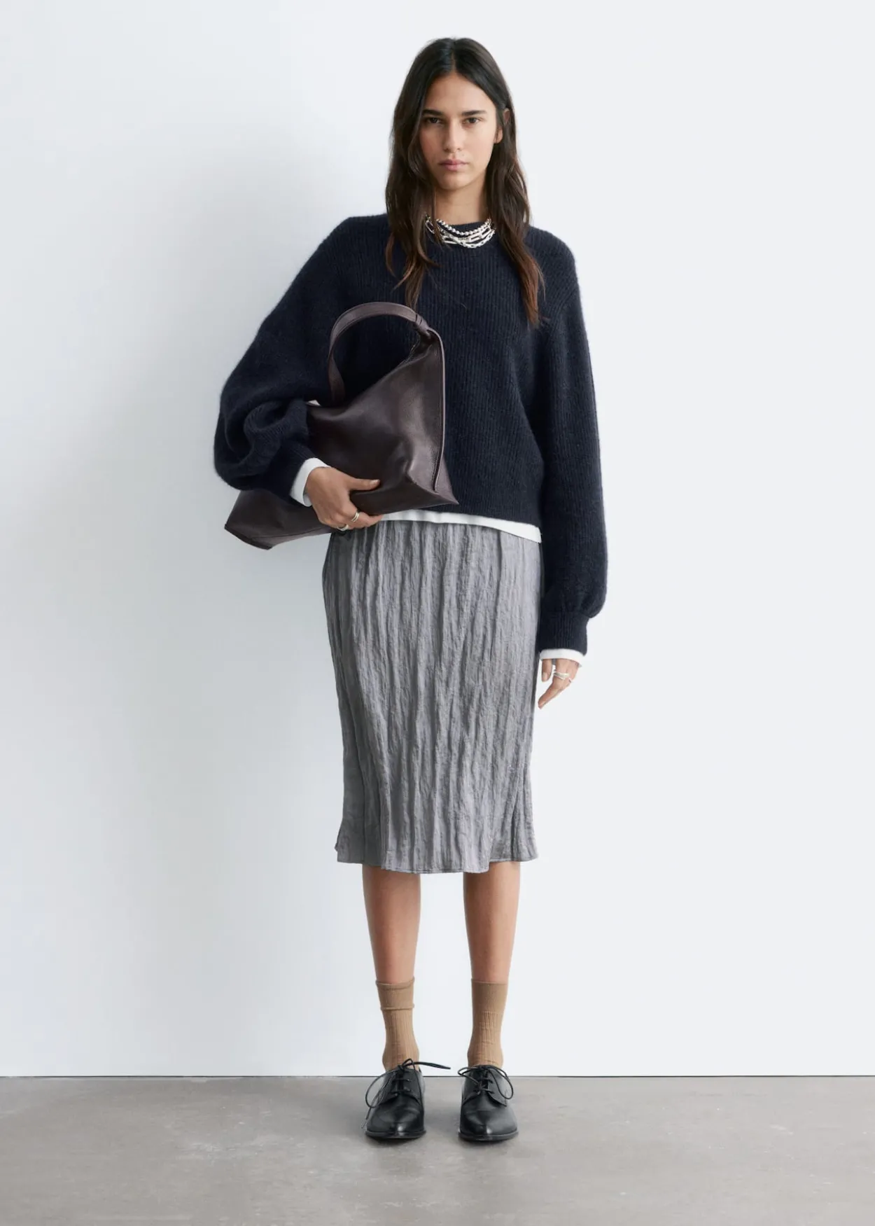 Alpaca-Blend Balloon-Sleeve Jumper