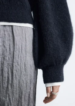 Alpaca-Blend Balloon-Sleeve Jumper