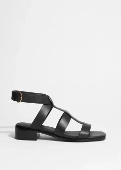 Ankle-Strap Leather Sandals