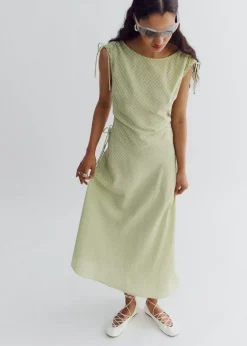Asymmetric Draped Midi Dress