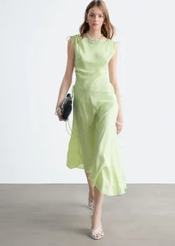Asymmetric Draped Midi Dress