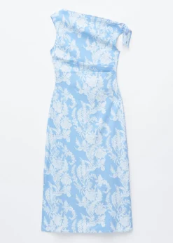 Asymmetric Paisley Midi Dress