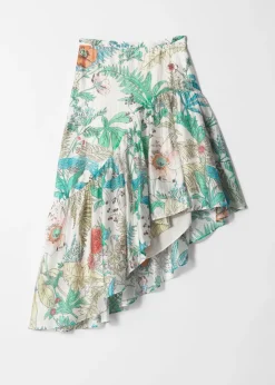 Asymmetric Ruffle Midi Skirt