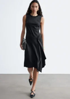 Asymmetric Satin Midi Dress