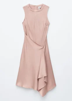 Asymmetric Satin Midi Dress