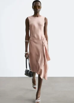 Asymmetric Satin Midi Dress