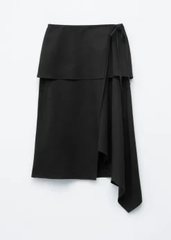 Asymmetric Wrap Midi Skirt