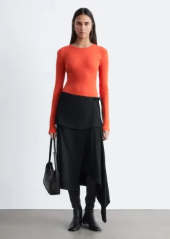Asymmetric Wrap Midi Skirt