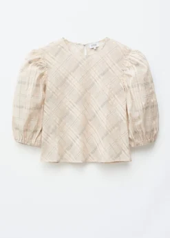 Balloon-Sleeve Jacquard Blouse