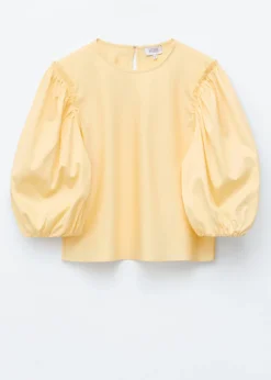 Balloon-Sleeve Jacquard Blouse