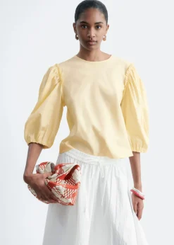 Balloon-Sleeve Jacquard Blouse