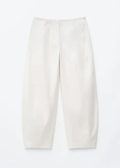 Barrel-Leg Cotton Twill Trousers