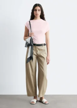 Barrel-Leg Cotton Twill Trousers