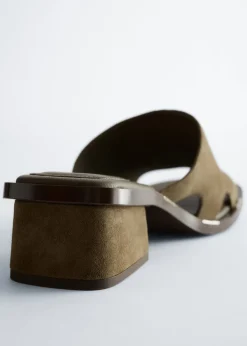 Block Heel Leather Sandals
