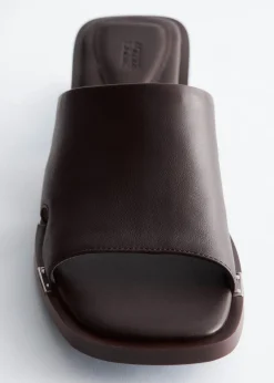 Block Heel Leather Sandals