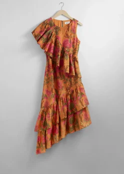 Cascading Ruffle Midi Dress