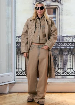Checked Buckle-Belt Trench Coat