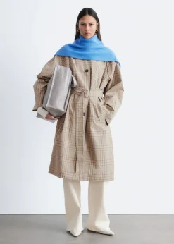 Checked Buckle-Belt Trench Coat