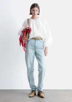 Cotton Poplin Zip-Front Blouse