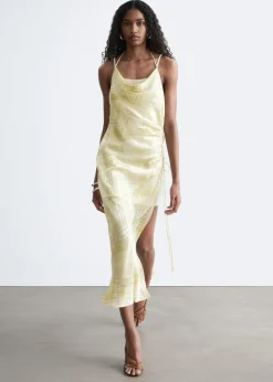 Cowl-Neck Jacquard Midi Dress