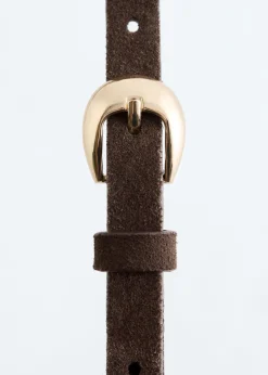 Crescent-Buckle Slim Belt