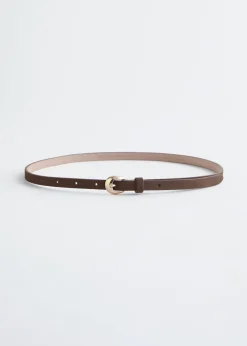Crescent-Buckle Slim Belt