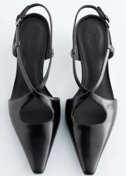 Criss-Cross Leather Slingback Pumps