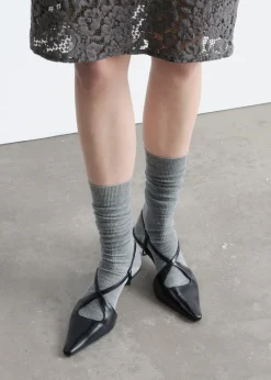 Criss-Cross Leather Slingback Pumps