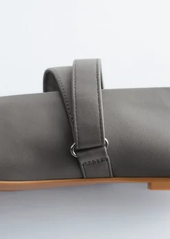 Cross-Strap Leather Ballet Flats