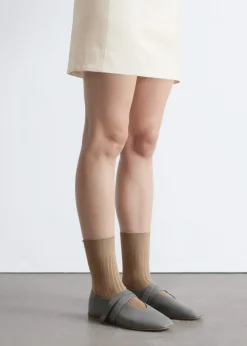 Cross-Strap Leather Ballet Flats