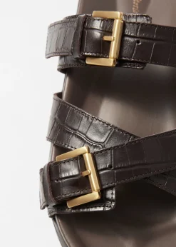 Cross-Strap Leather Sandals