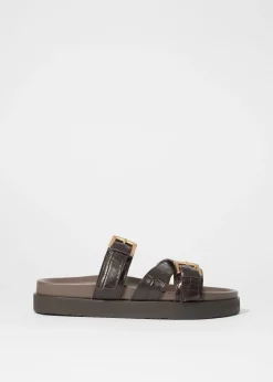 Cross-Strap Leather Sandals