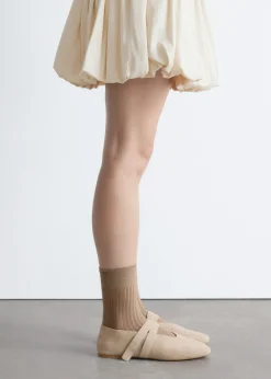 Cross-Strap Suede Ballet Flats