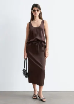 Drawstring Midi Skirt